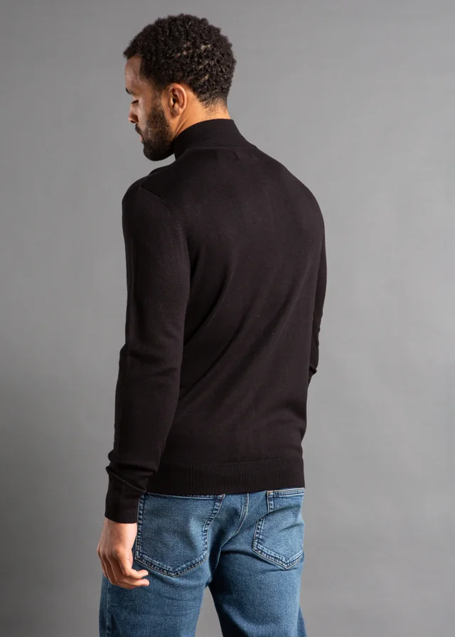 French Connection Black 1/2 Zip Knitted Jumper