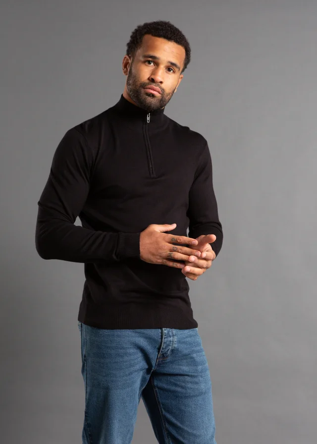 French Connection Black 1/2 Zip Knitted Jumper