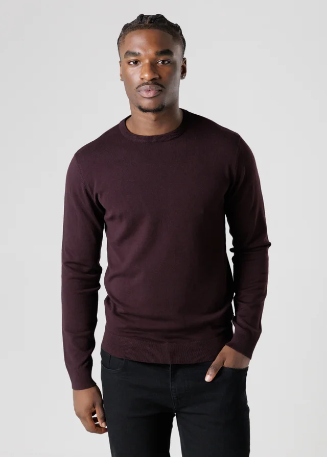 French Connection Burgundy Crew Neck Long Sleeve Knitted Jumper