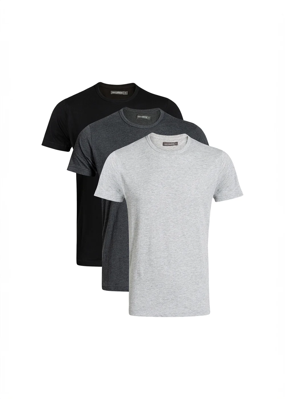 French Connection Charcoal 3 Pack Cotton Crew Neck Short Sleeve T-Shirts - XXL Image 1