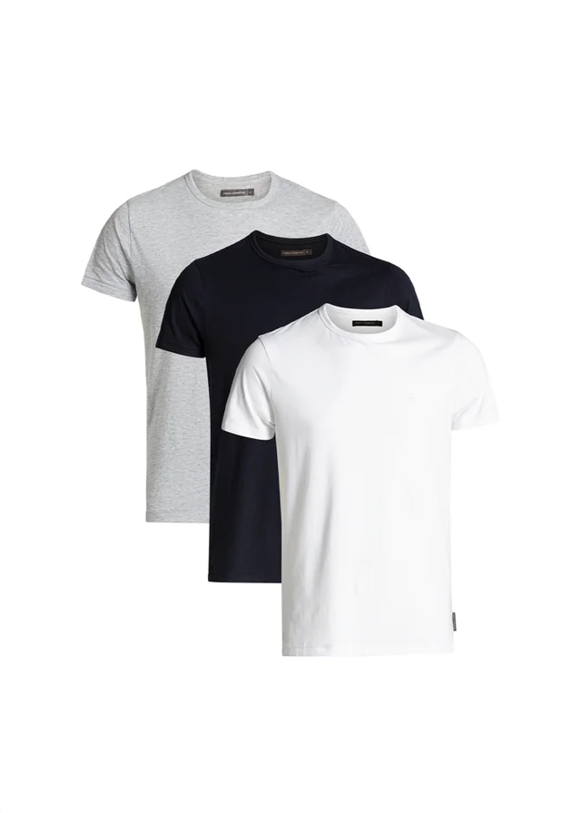 French Connection White 3 Pack Cotton Crew Neck Short Sleeve T-Shirts
