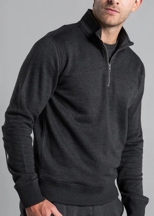 French Connection Charcoal Cotton Blend Half-Zip Jumper - Large Image 4
