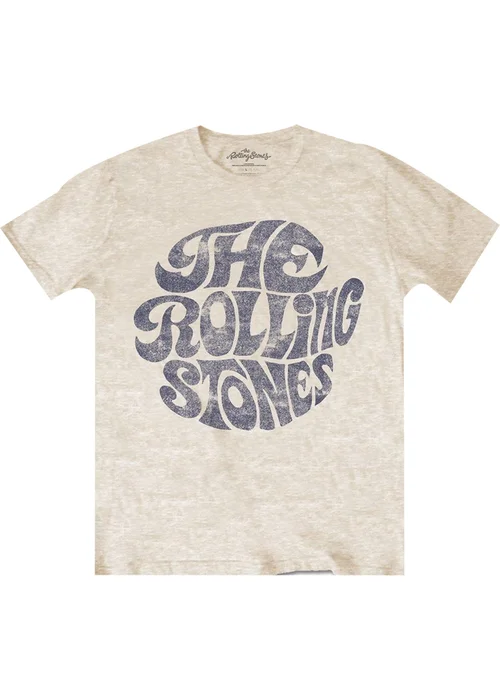 The Rolling Stones Sand 70s Vintage Logo T-Shirt - Large Image 1