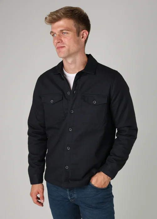 French Connection Navy Cotton Worker-Style Button Overshirt - S Image 1