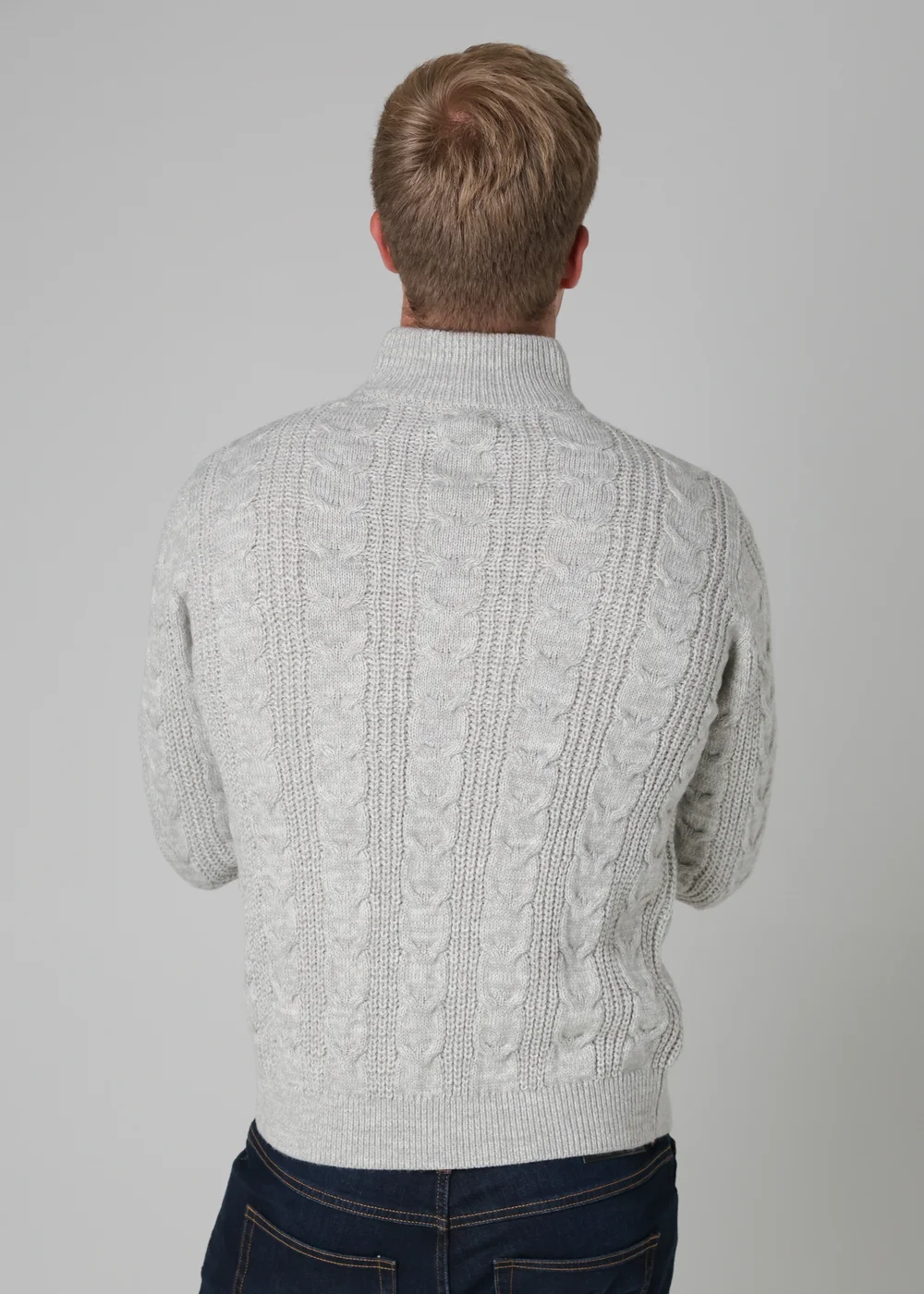 French Connection Ecru 1/2 Zip Cable Knit Jumper - Small Image 2