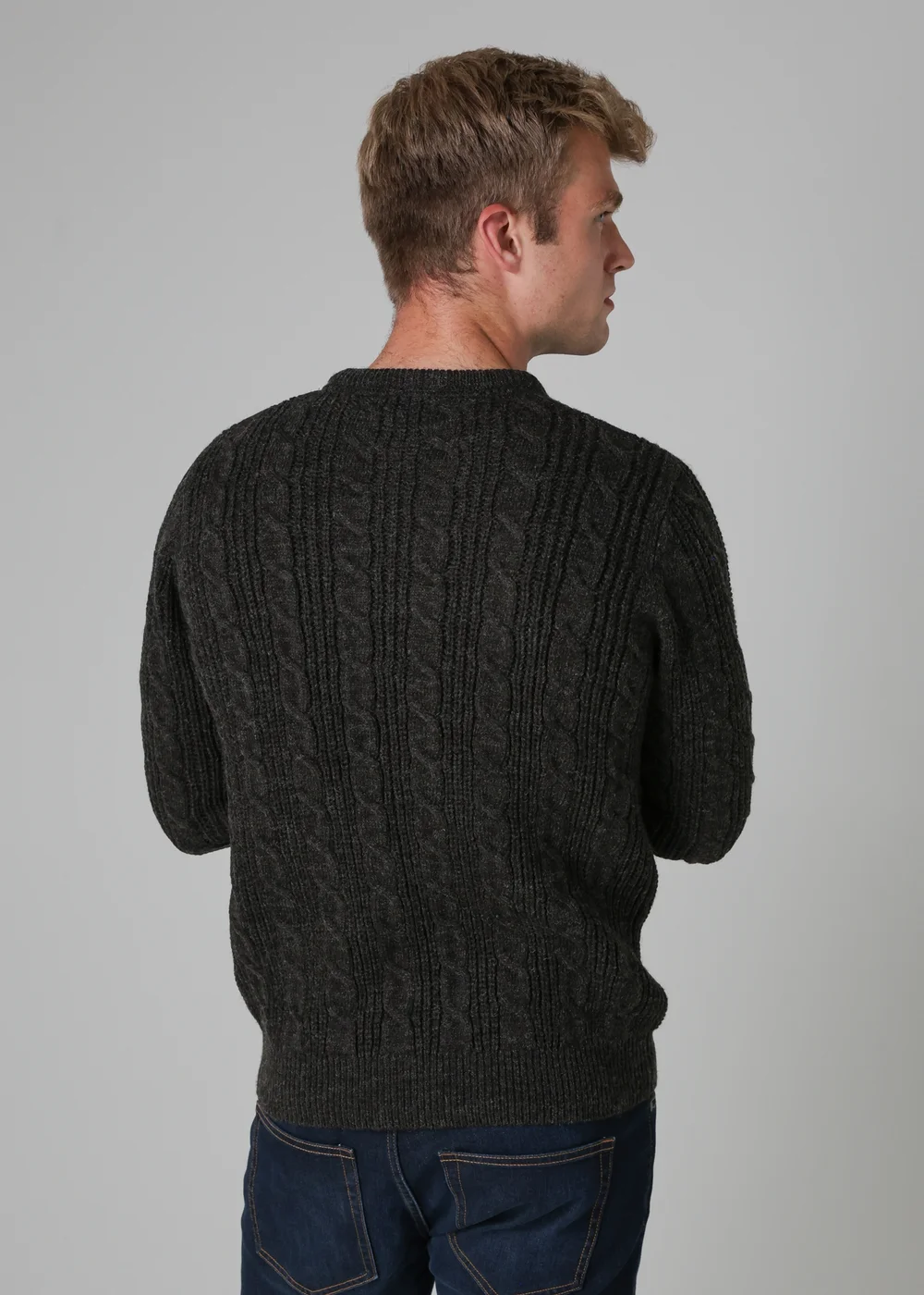 French Connection Charcoal Cable Knit Crew Neck Jumper - Extra Large Image 2