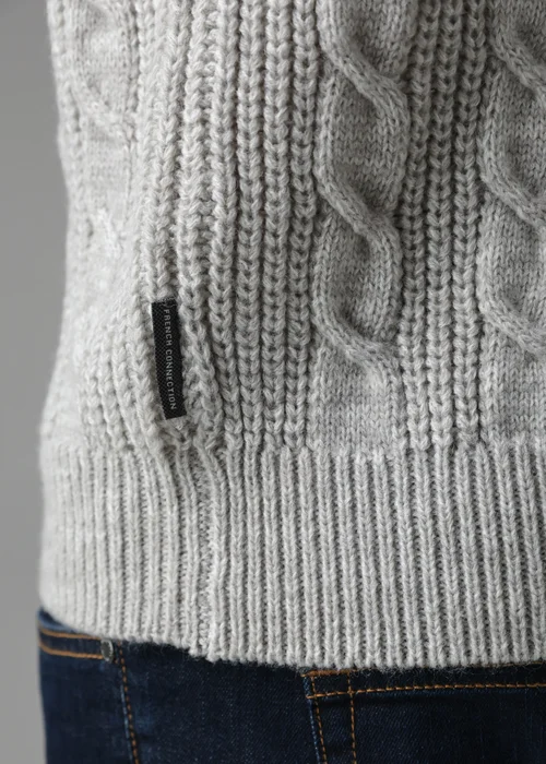 French Connection Ecru Cable Knit Crew Neck Jumper - XL Image 4