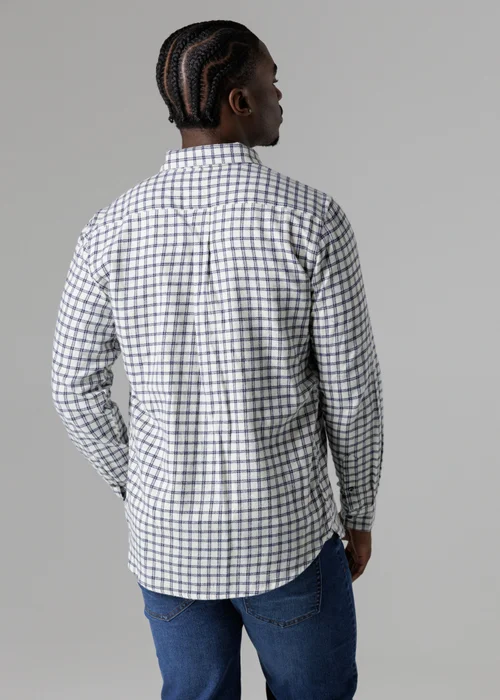 French Connection Ecru Cotton Check Flannel Long Sleeve Shirt - Medium Image 3