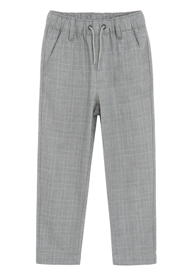 Cool Club Grey Relaxed Straight-Leg Striped Trousers With Drawstring Waist (2-8 yrs)