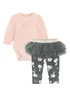 Cool Club Grey 2-Piece Bodysuit & Tutu Legging Outfit Set (1-18 mnths) - 1 - 2 months Image 1