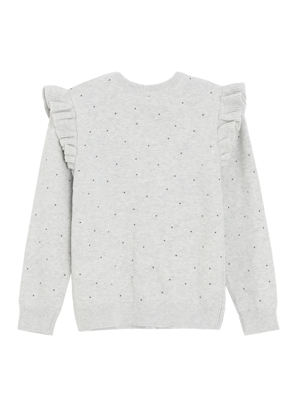 Cool Club Grey Button-Up Polka Dot Ruffle Shoulder Cardigan (3-8 yrs) - 5 Yrs Image 2