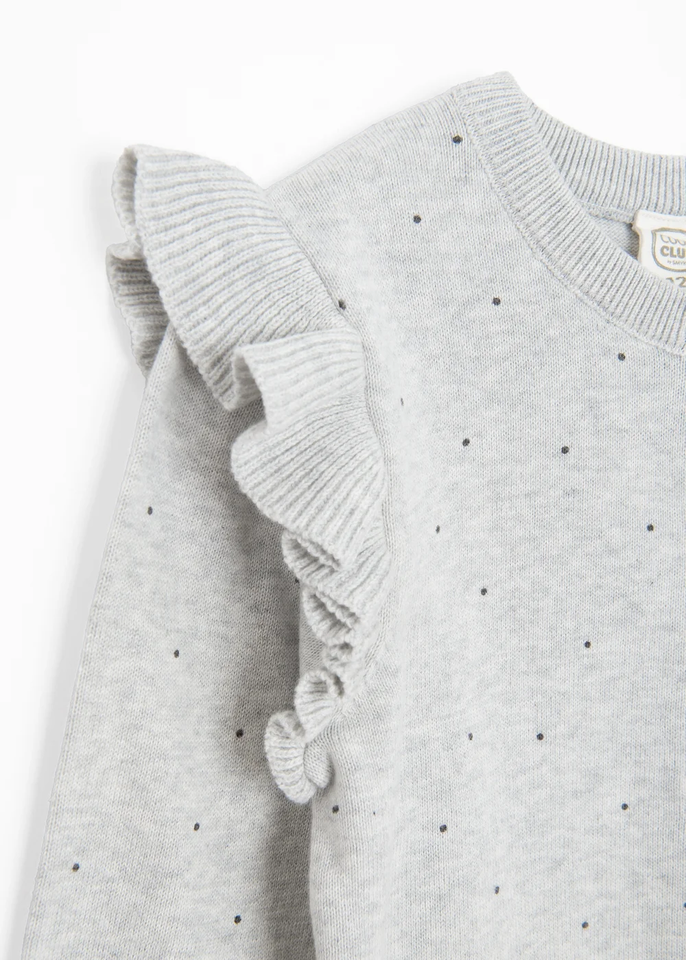 Cool Club Grey Button-Up Polka Dot Ruffle Shoulder Cardigan (3-8 yrs) - 5 Yrs Image 3