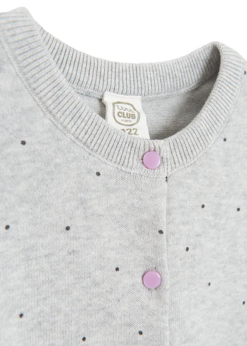 Cool Club Grey Button-Up Polka Dot Ruffle Shoulder Cardigan (3-8 yrs) - 5 Yrs Image 4