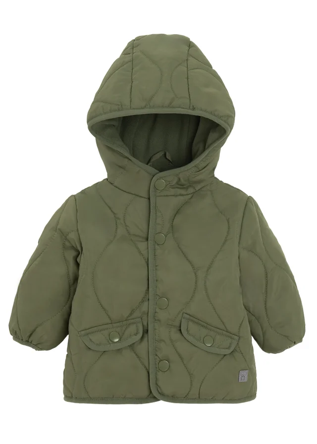 Cool Club Green Quilted Hooded Button-Up Jacket (3-24 mnths)