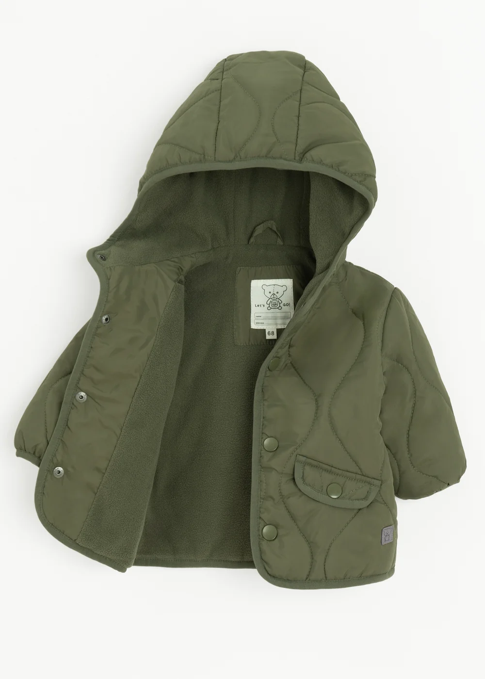 Cool Club Green Quilted Hooded Button-Up Jacket (3-24 mnths) - 9-12 months Image 4
