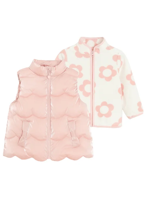 Cool Club Pink 2-Piece Printed Fleece & Bodywarmer Set (3-24 mnths) - 9 - 12 Months Image 1