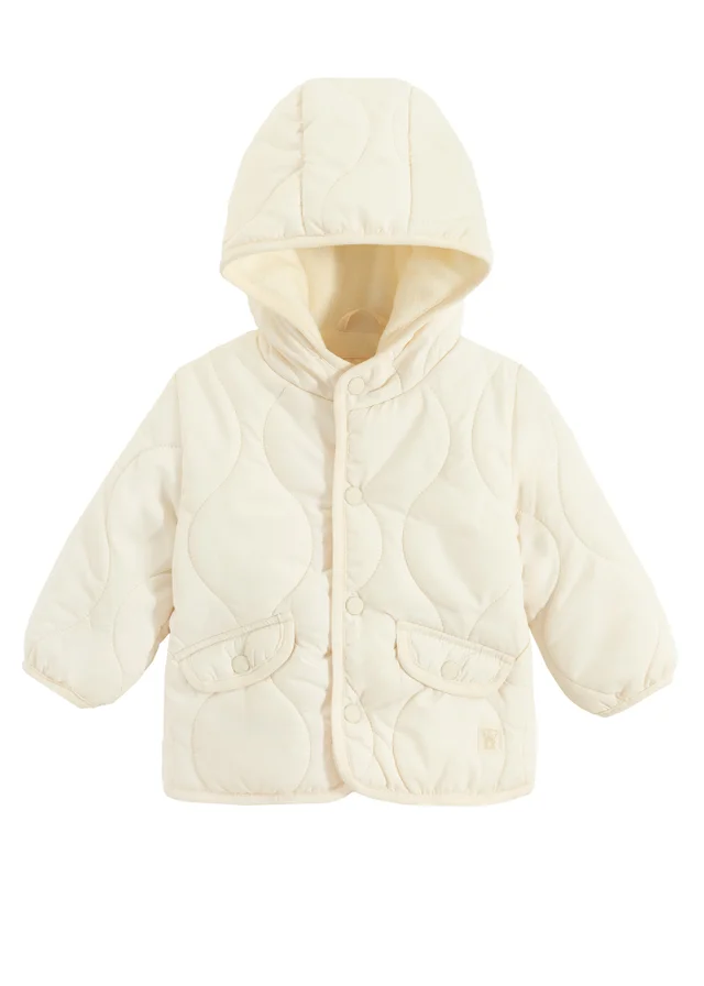 Cool Club White Quilted Hooded Button-Up Jacket (3-24 mnths)
