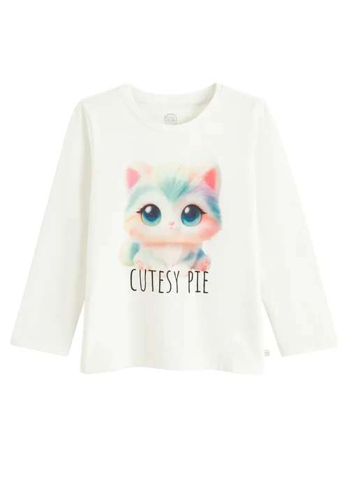 Cool Club White Long Sleeve Printed Graphic T-Shirt (3-8 yrs) - Age 3 Years Image 1