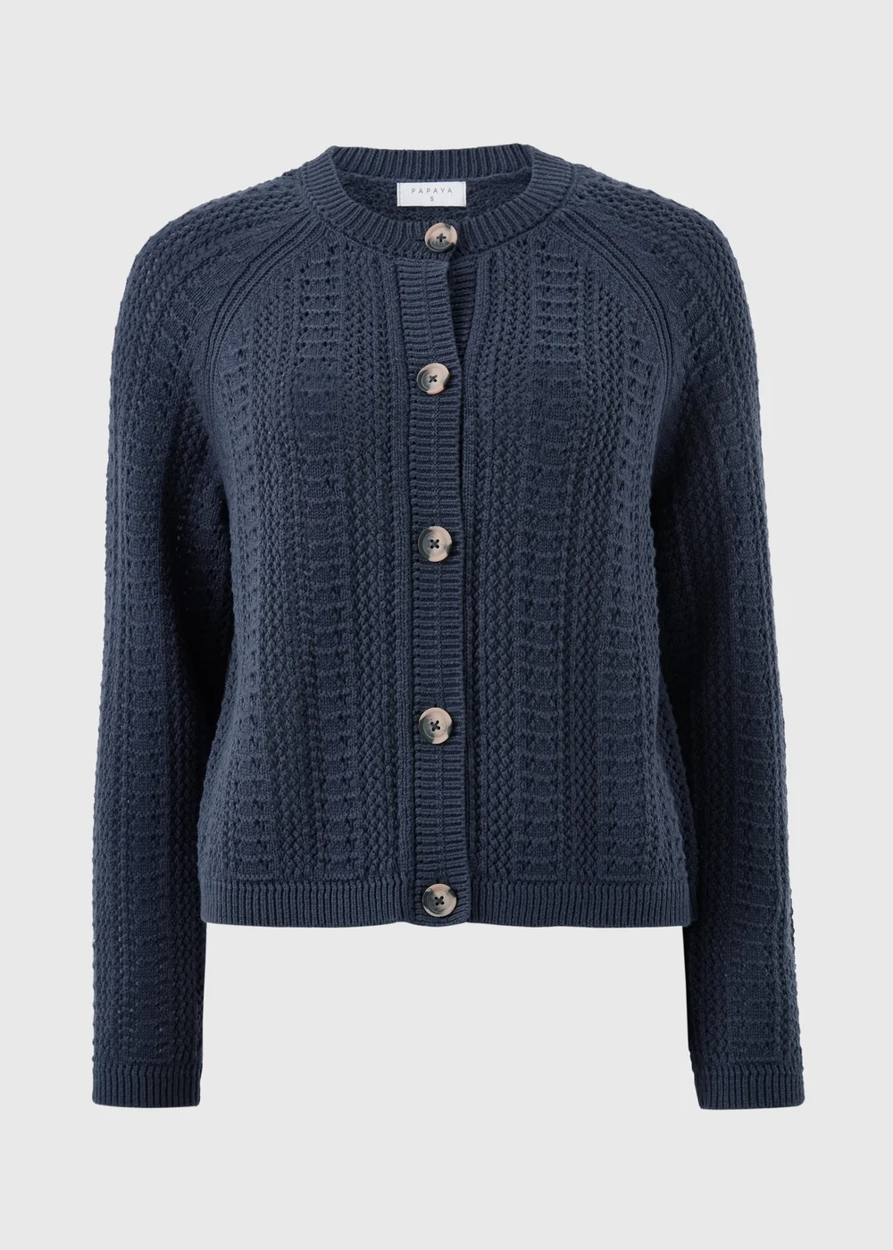 Navy Open Stitch Cardigan - Small Image 1