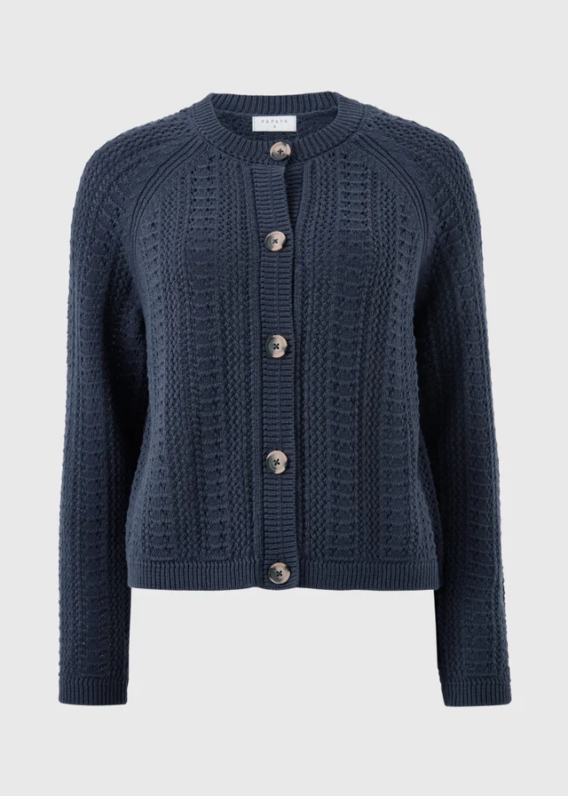 Navy Open Stitch Cardigan