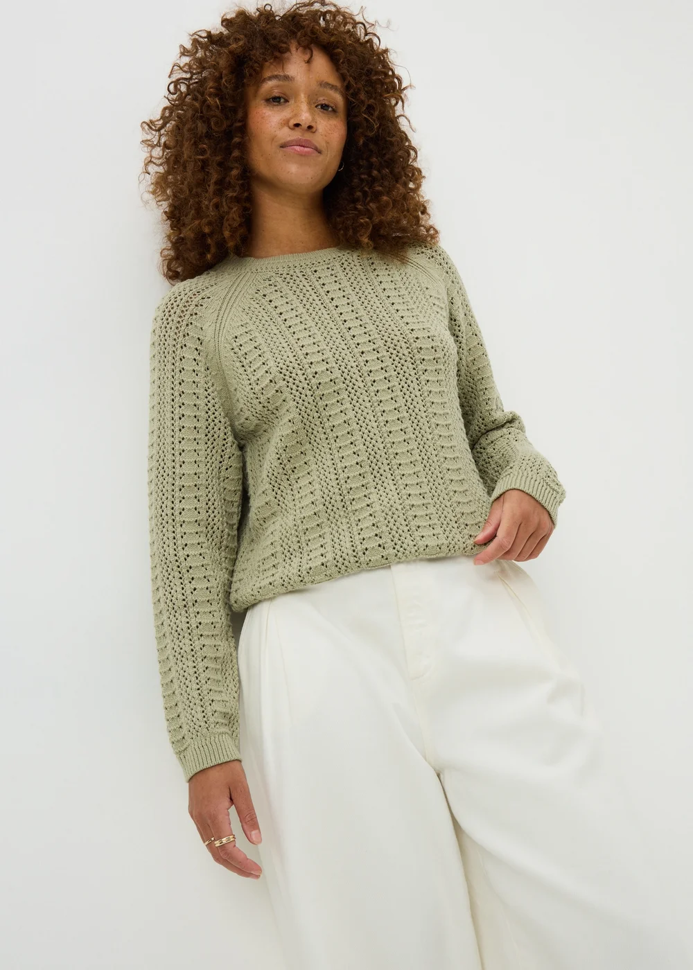 Green Open Stitch Jumper - Extra small Image 1