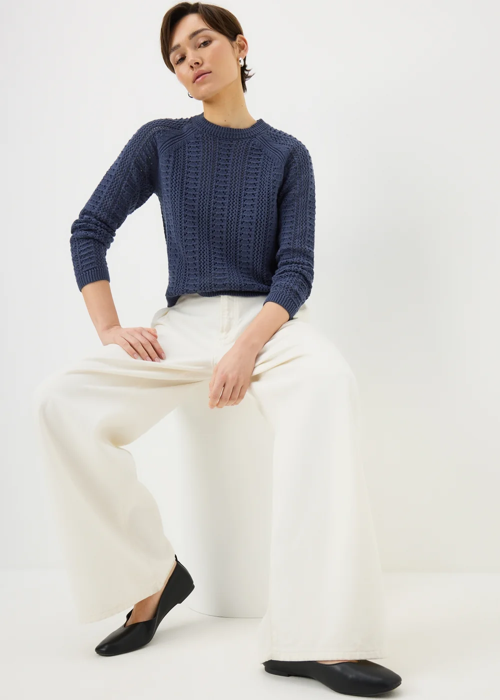 Navy Open Stitch Jumper - Extra small Image 2