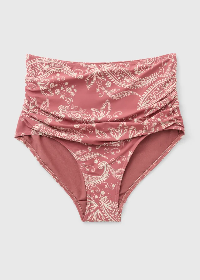Rose Paisley Shapewear High Waisted Bikini Bottoms
