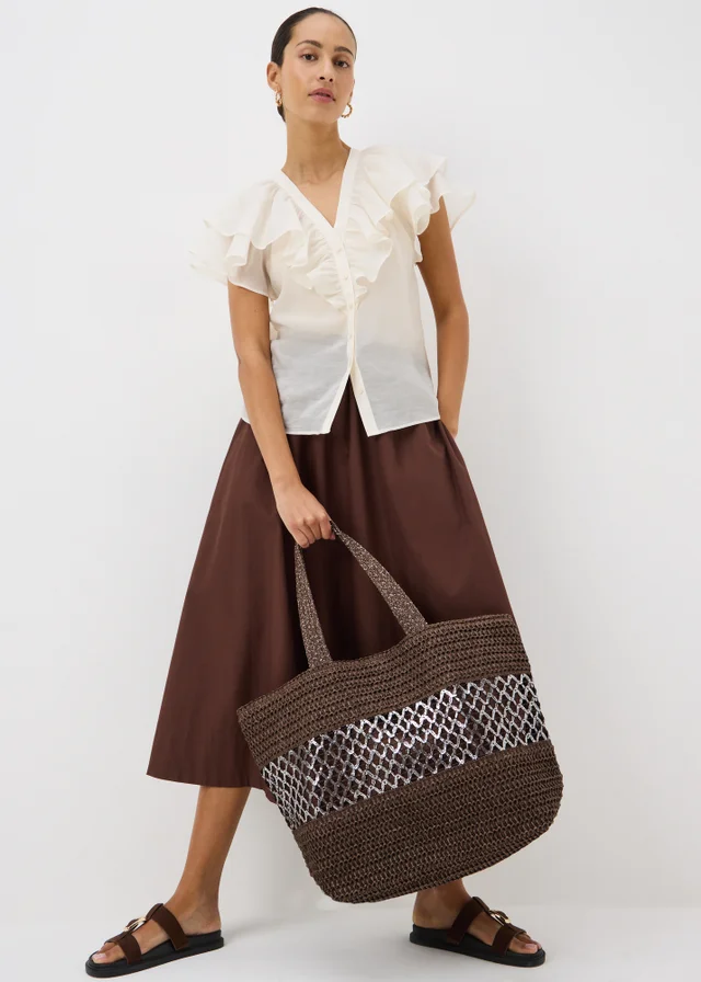Chocolate Brown Trim Beach Bag