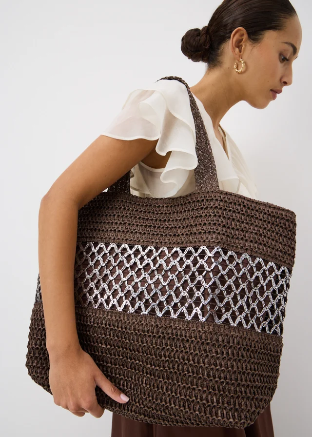 Chocolate Brown Trim Beach Bag