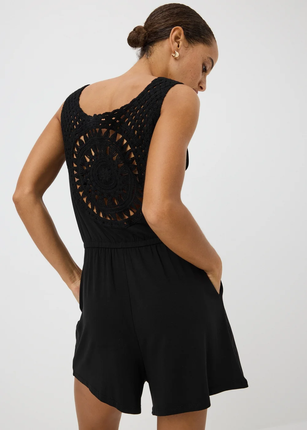 Black Crochet Back Playsuit - L Image 2