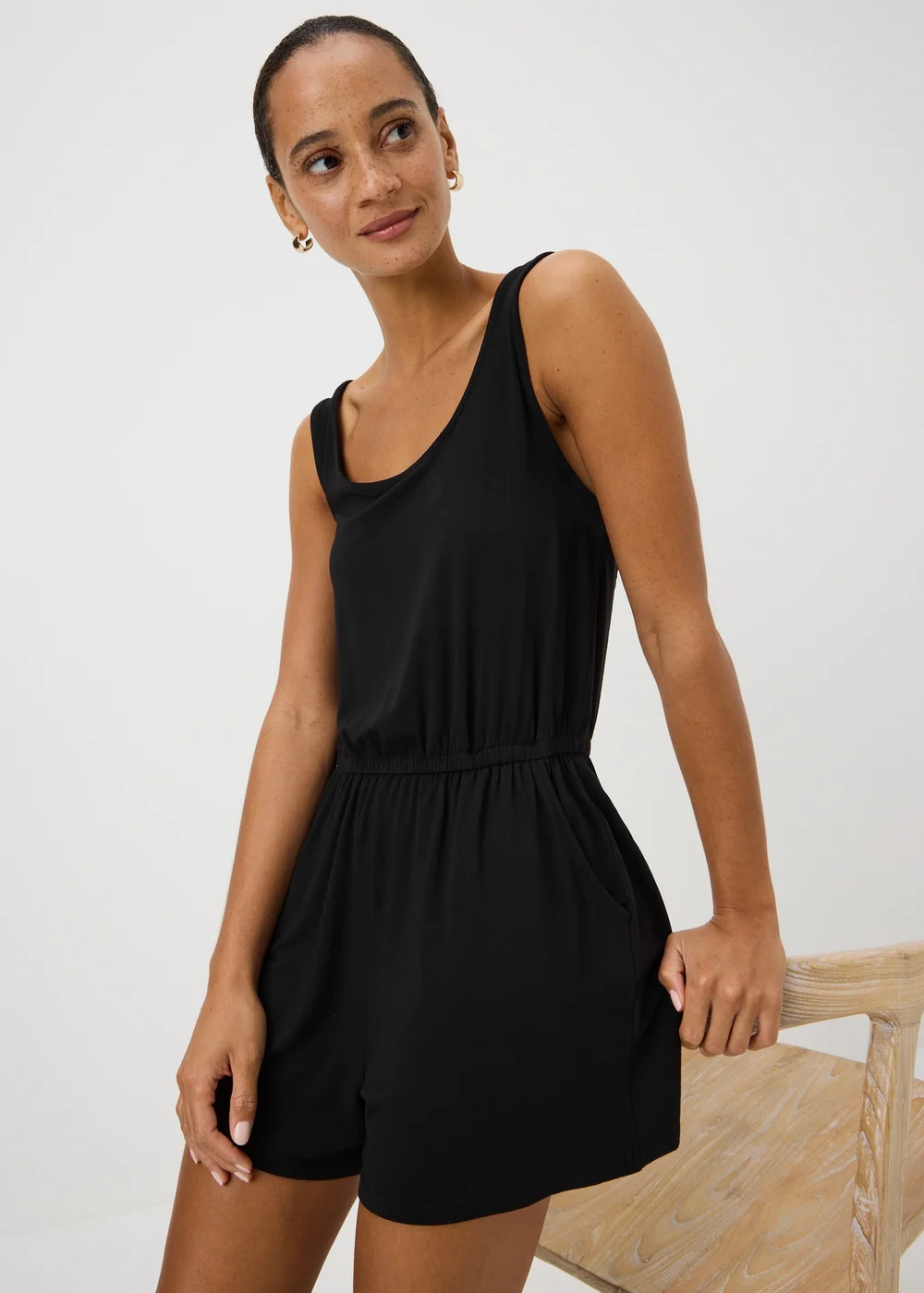 Black Crochet Back Playsuit - L Image 1