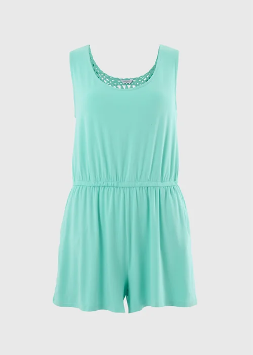 Aqua Blue Crochet Back Playsuit - 2XL Image 3