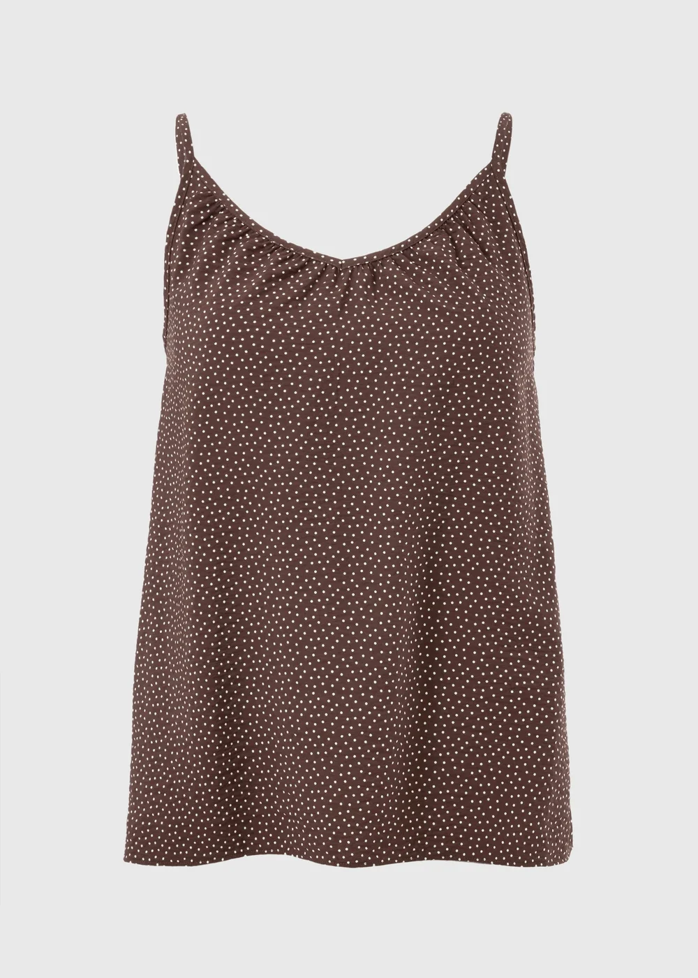 Brown Polka Dot Ruched Cami Top - 16 Image 3