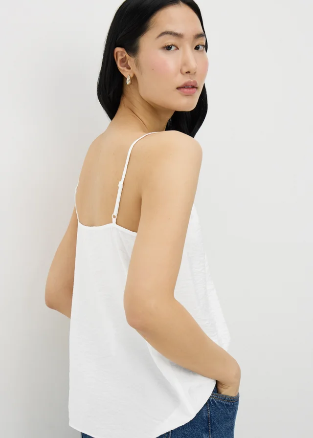 White Ruched Cami Top
