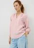 Pink Stripe 3/4 Sleeve Popover Blouse - Size 8 Image 1