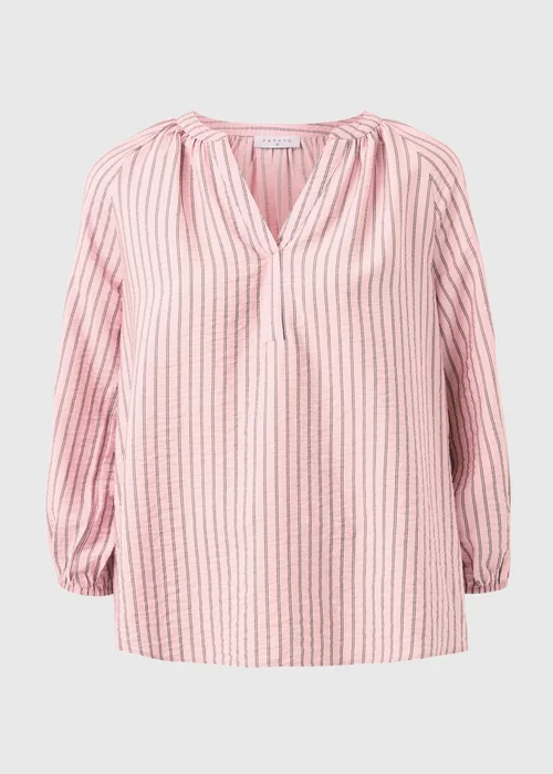 Pink Stripe 3/4 Sleeve Popover Blouse - Size 8 Image 4