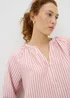Pink Stripe 3/4 Sleeve Popover Blouse - Size 8 Image 2