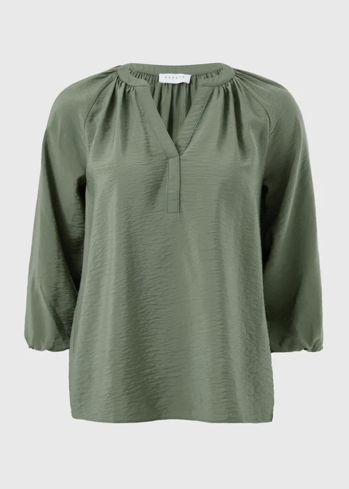 Olive 3/4 Sleeve Popover Blouse - Size 8 Image 3