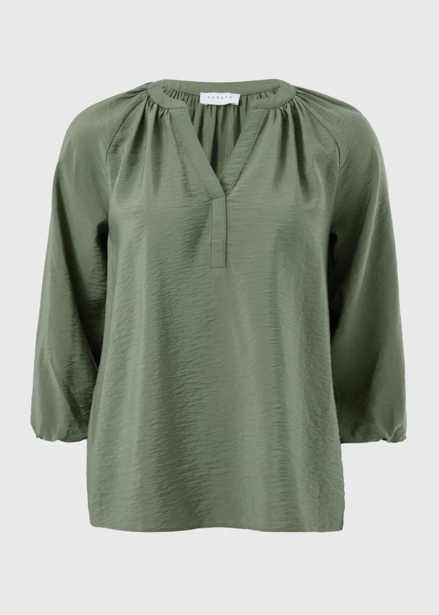 Olive 3/4 Sleeve Popover Blouse