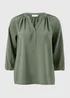 Olive 3/4 Sleeve Popover Blouse - Size 8 Image 3