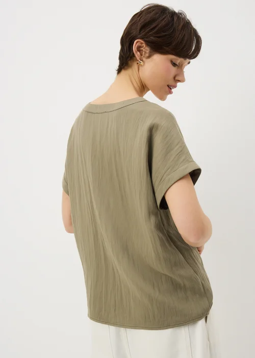Khaki Textured Box Top Blouse - 8 Image 3