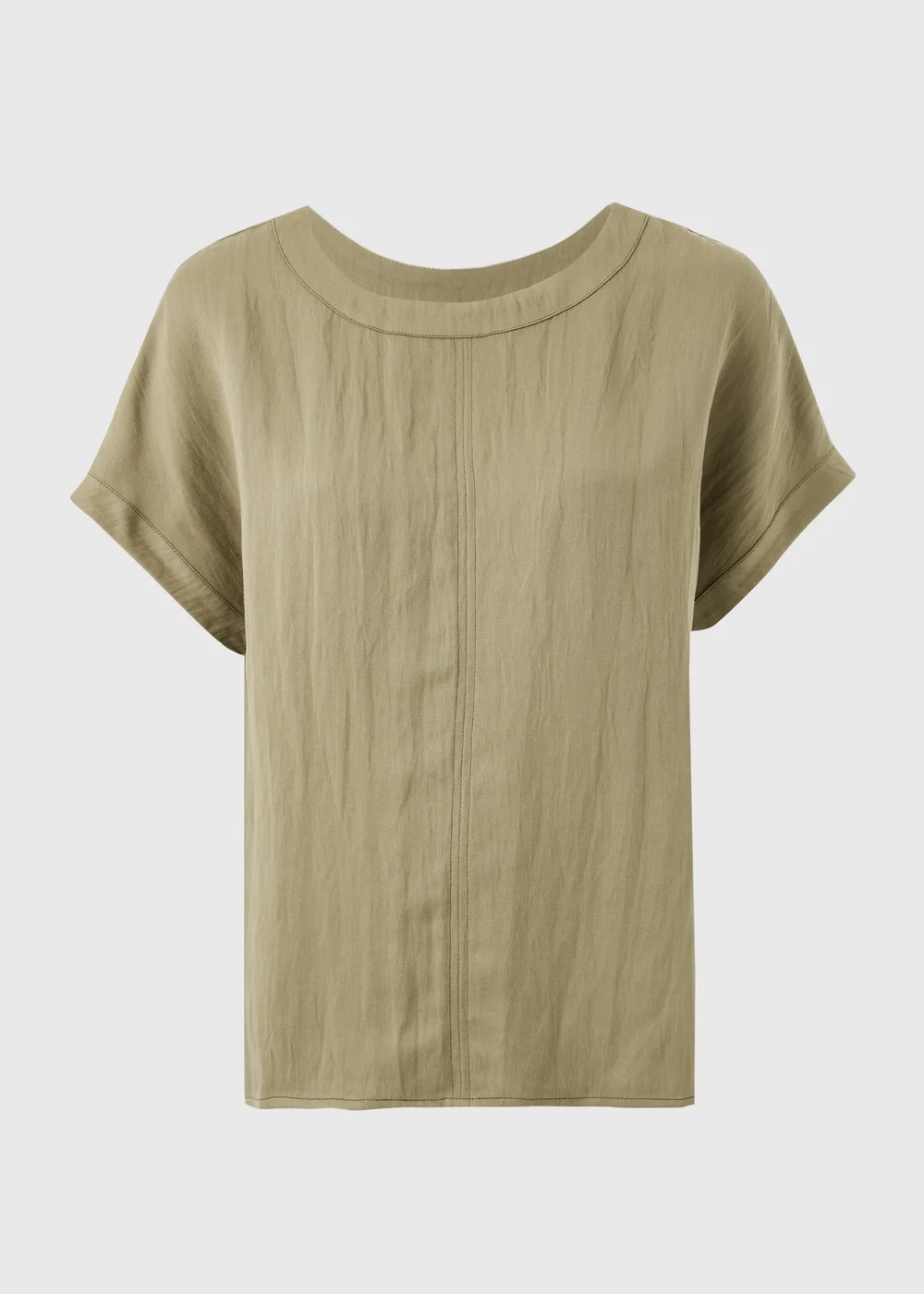 Khaki Textured Box Top Blouse - 8 Image 4