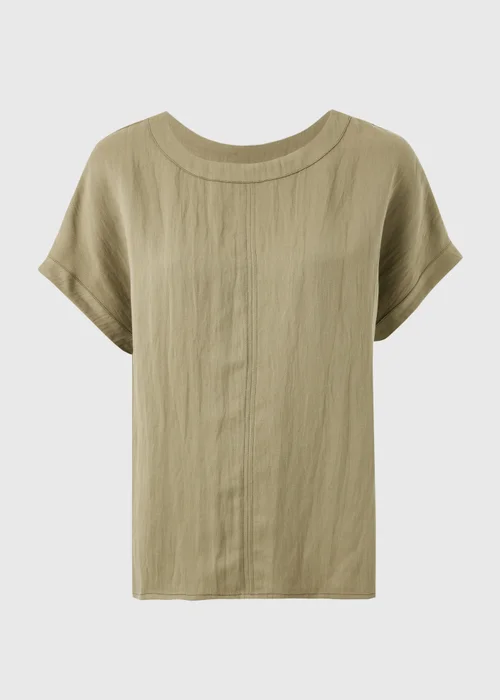 Khaki Textured Box Top Blouse - 8 Image 4