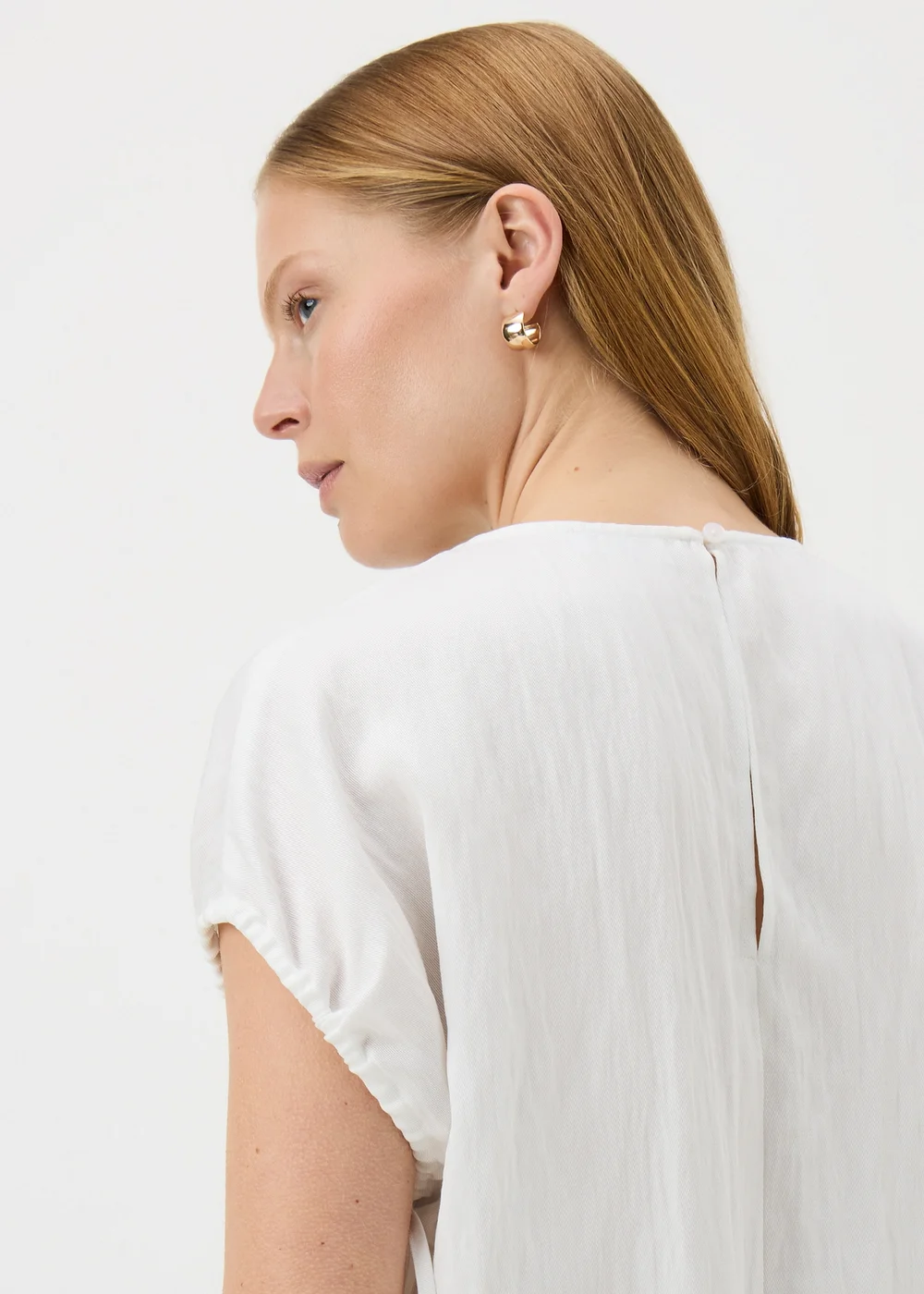 Cream Drawstring Sleeve Top - 12 Image 3