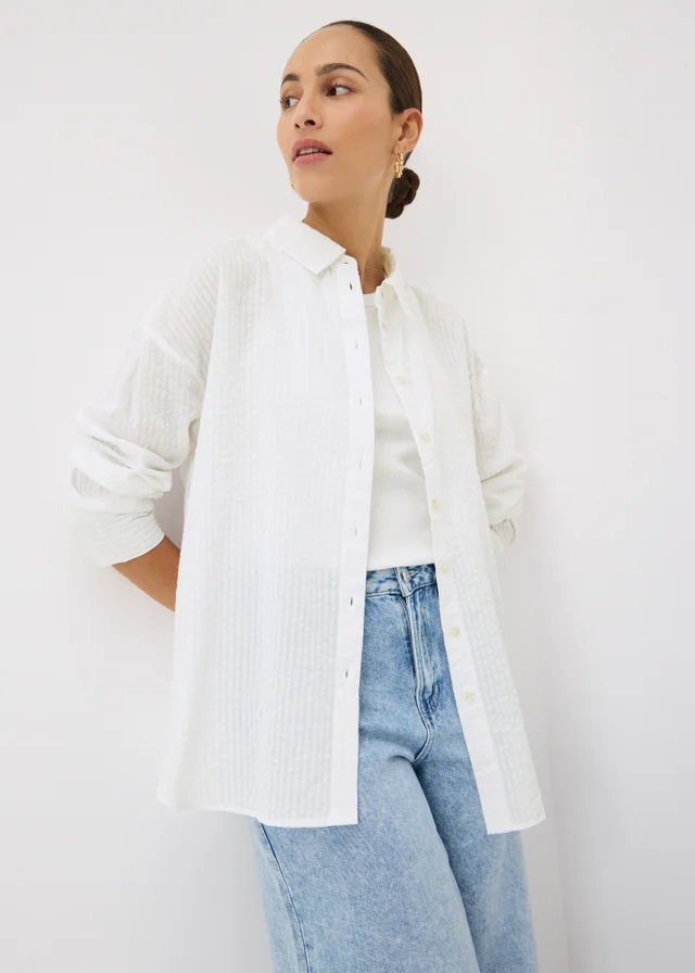 White Stripe Seersucker Shirt