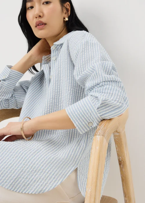 Blue Stripe Seersucker Shirt - Size 8 Image 2