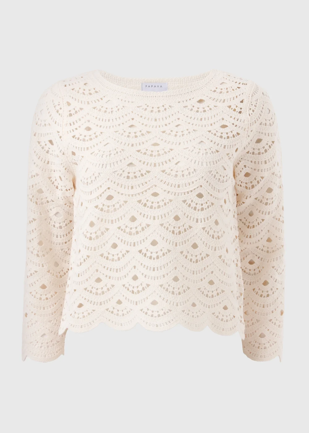 Cream Scallop Crochet Jumper - Extra small Image 1