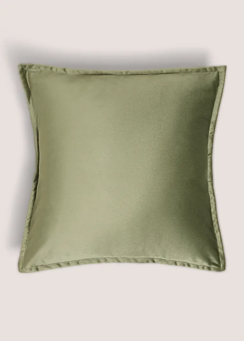 Olive Plain Velvet Cushion Image 1