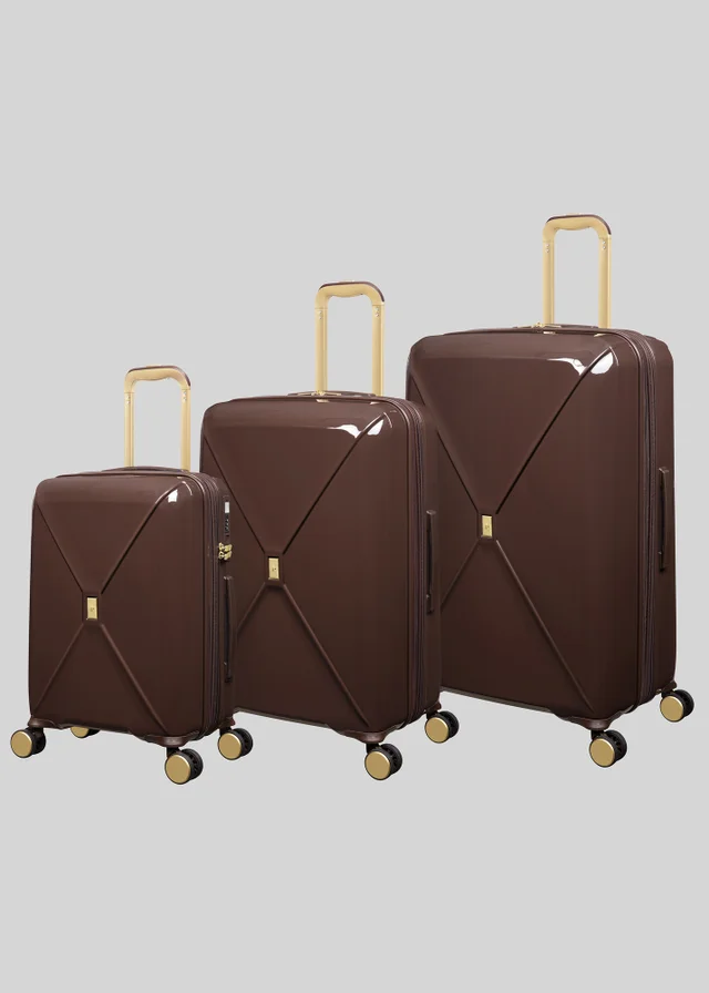 IT Luggage Chocolate Statuesque High Shine Suitcase
