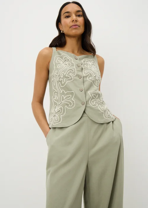 Papaya Petite Sage Green Waistcoat Co Ord Top - 12 Image 1